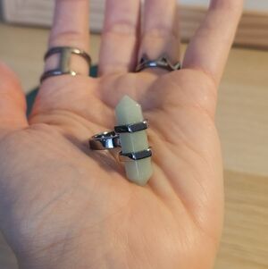 SOLD - Silver and Green Stone Ring